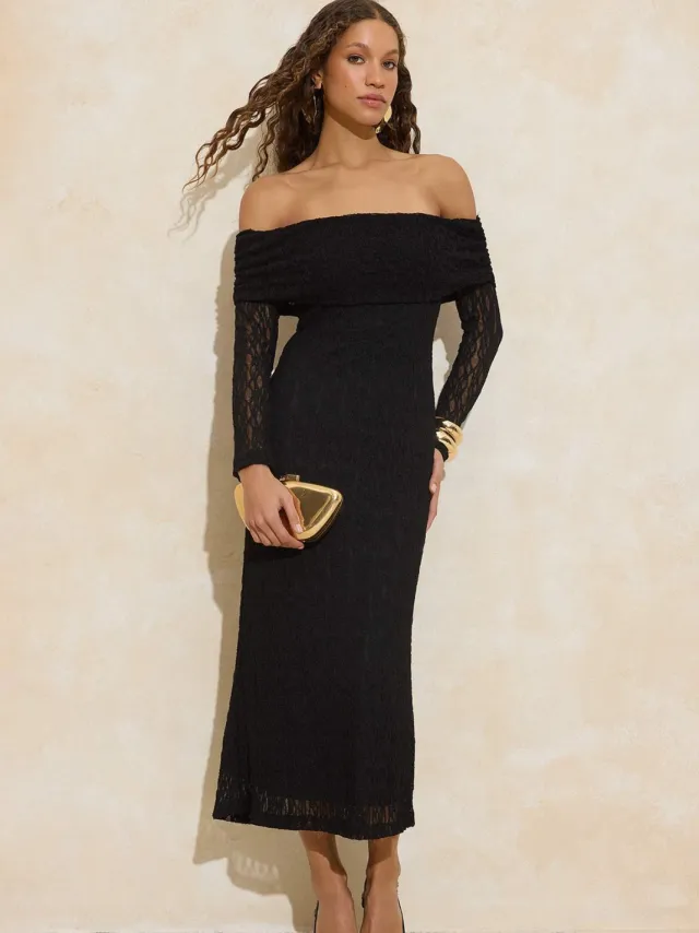 Turkishsouq Dames platte maxi lange chique/nacht bodycon jurk Zwart