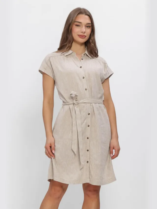 MSCH Copenhagen Dames Jurken Mschviana Ginia Ss Shirt Dress - Zand