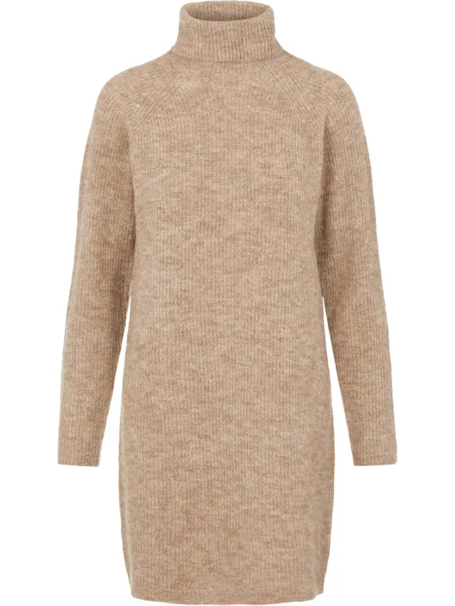Pieces PCELLEN LS HIGH NECK KNIT DRESS NOOS BC - Dames - Mini jurken Silver Mink