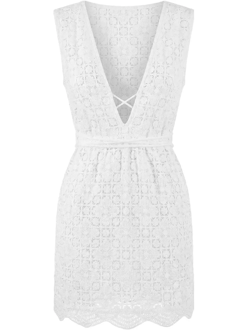 Trendyol TRENDYOLMİLLA Dames Wit Ajour Extra Kort / Super Mini Mouwloos Strandkleding Bodycon Jurken, foto 2