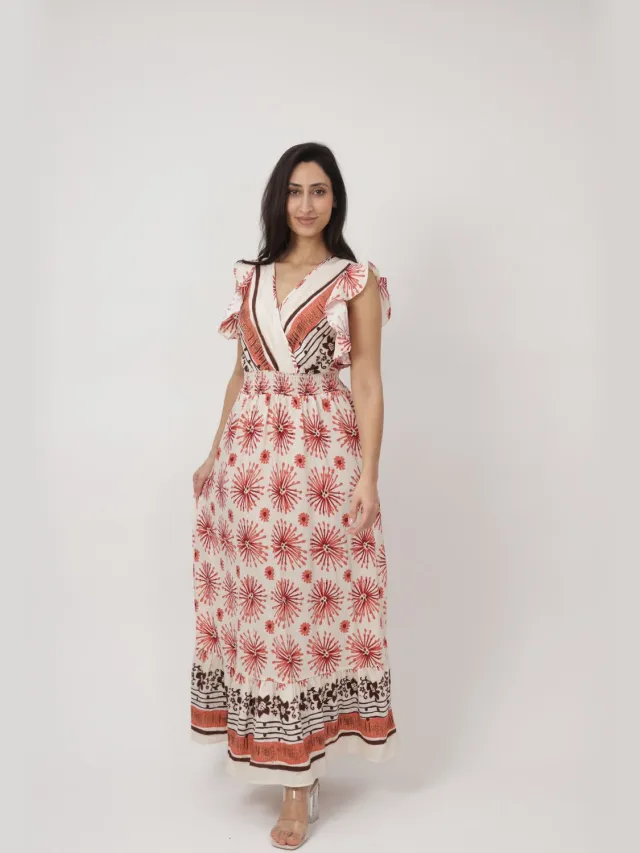 Elara Maxikleid Mottled red