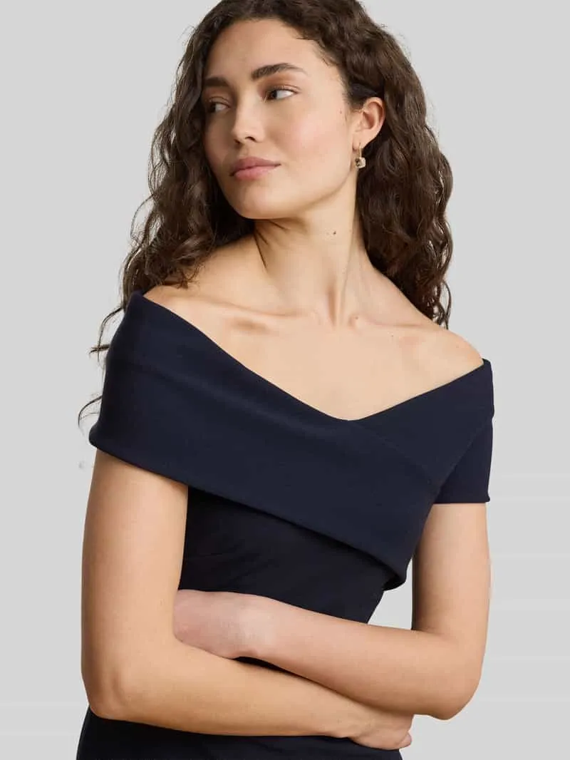 Lauren Ralph Lauren Avondjurk met carmenhals donkerblauw, foto 2