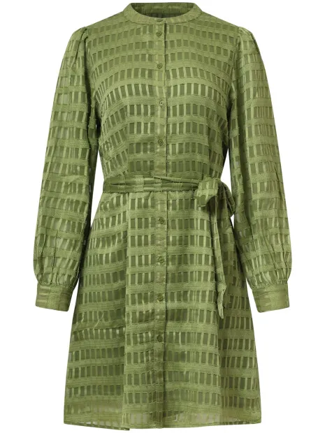 Smashed Lemon Dameskorte jurk met structuur Bruin/Groen