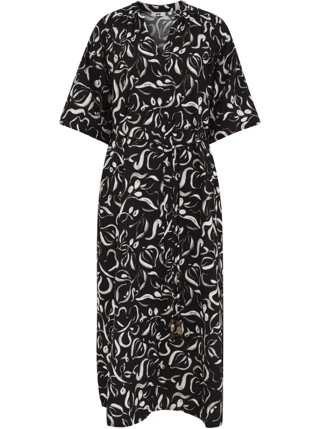 WE Fashion Dames midi jurk met structuur zwart