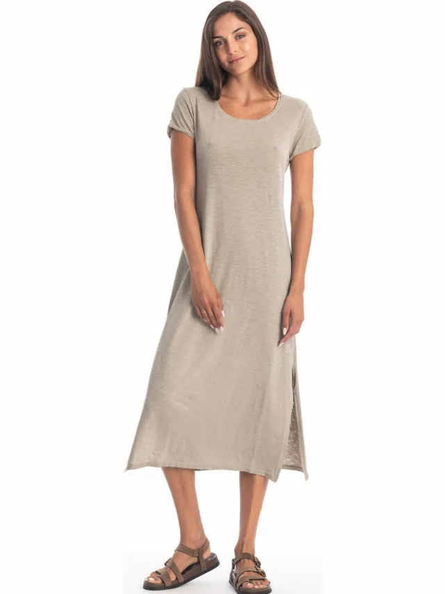 RAVENS VIEW IBIZA dames vegan Jurk Uma Steengrijs Beige