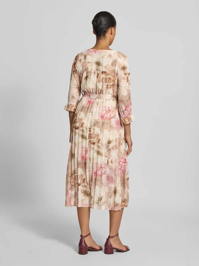 Zabaione Midi-jurk met bloemenprint model 'Matilda' beige, foto 3