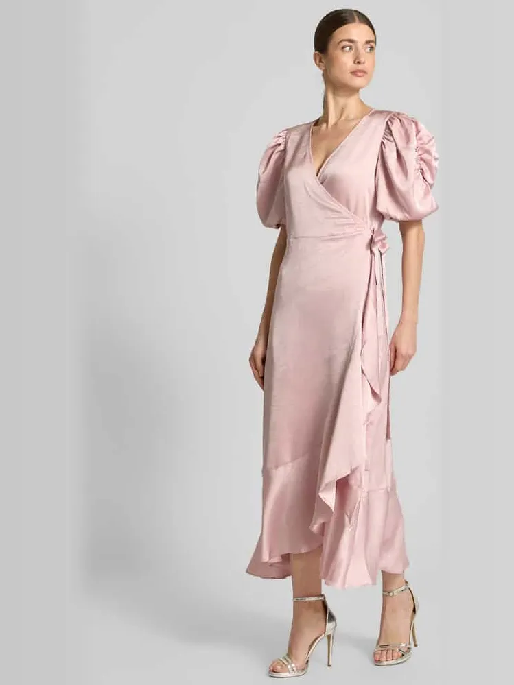 A-view Maxi-jurk met pofmouwen, model 'Sinda' oudroze, foto 3