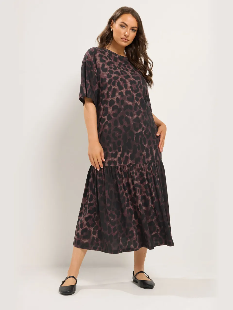 Yours Bruine Maxijurk Met Luipaardprint En Lage Taille, foto 3