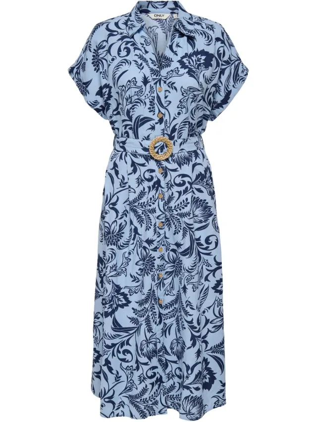 Only ONLJAKIRI LINEN SS MIDI SHIRT DRESS WVN - Dames - Maxi jurken Cerulean