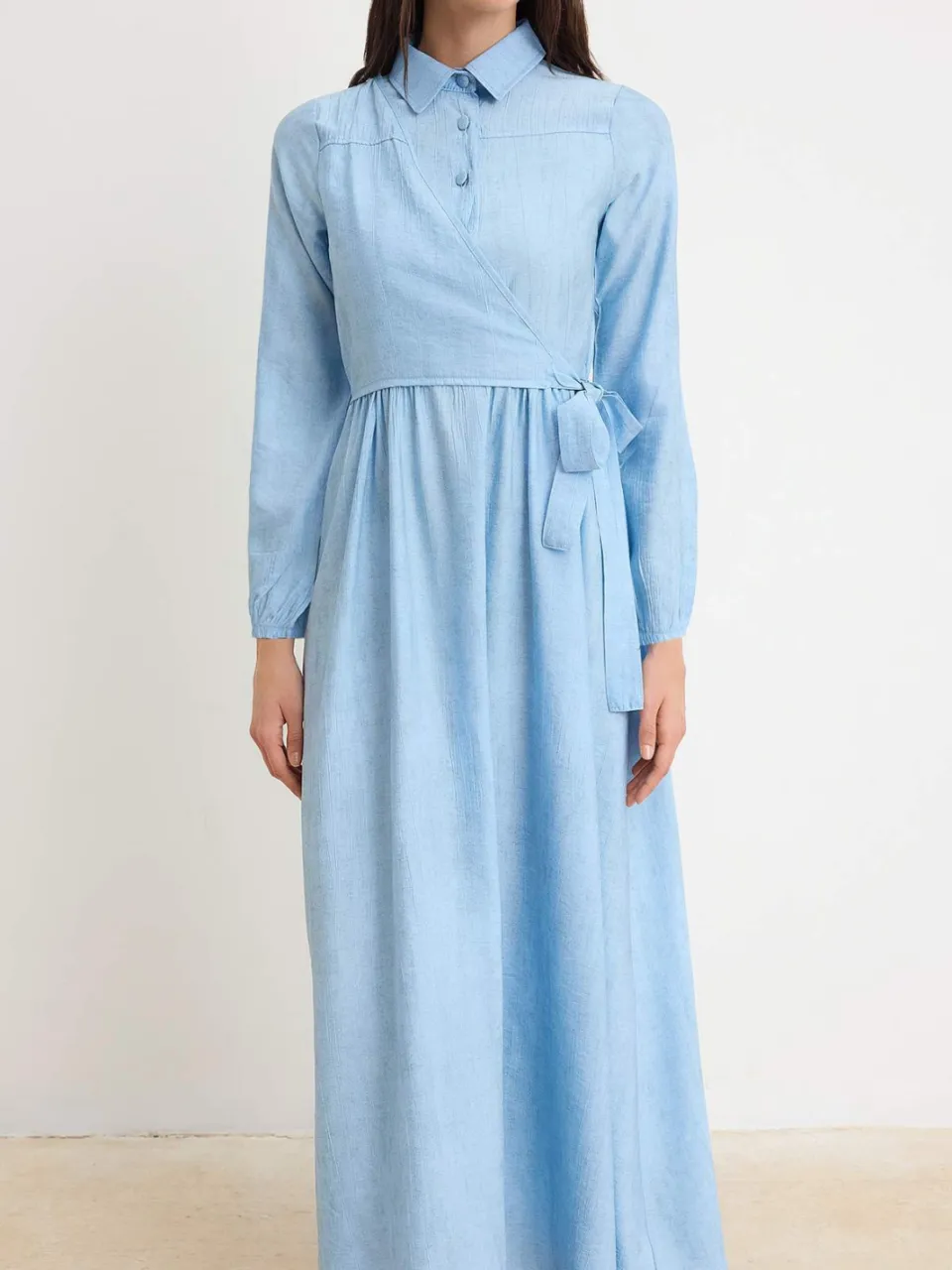 Trendyol Modest Dames Blauw Effen Maxi Lang A-lijn Modest Jurken, foto 2