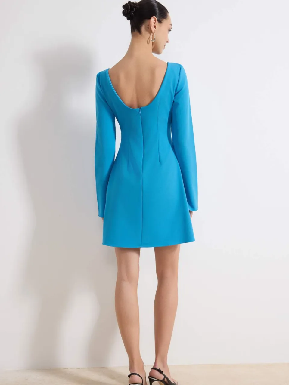 Trendyol TRENDYOLMİLLA Dames Blauw Effen Kort / Mini Lang Avond / Dagelijks A-lijn Jurken, foto 2