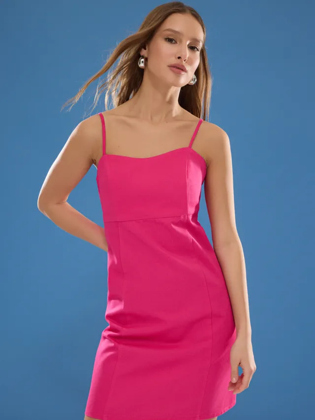 Trendyol TRENDYOLMİLLA Dames Roze Effen Kort / Mini Mouwloos Avond / Dagelijks Bodycon Jurken