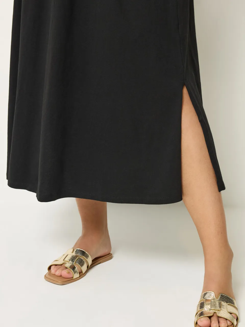 Yours Zwarte Maxijurk Met Elastische Taille, foto 3
