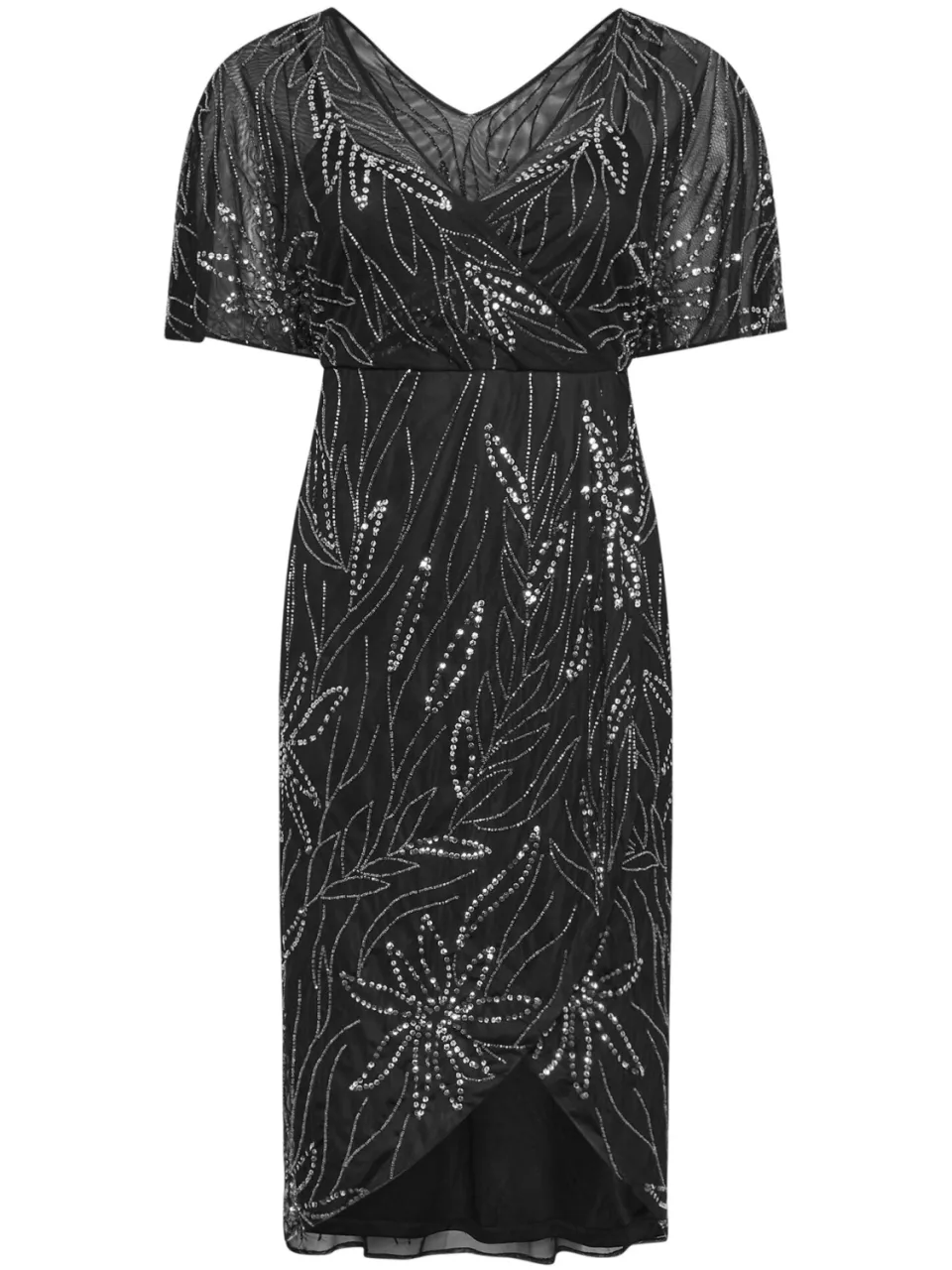 Luxe: Ultimate Embellishment Luxe Maxiwikkeljurk Met Bloemontwerp Met Pailletten In Zwartsize 54-56, foto 4