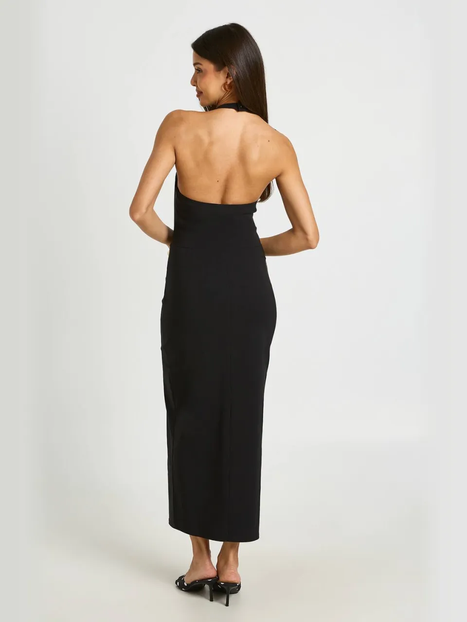 boohoo Dames Bengaline Halterneck Jurk Met Cut-out Corset In Midaxi Lengte zwart, foto 2