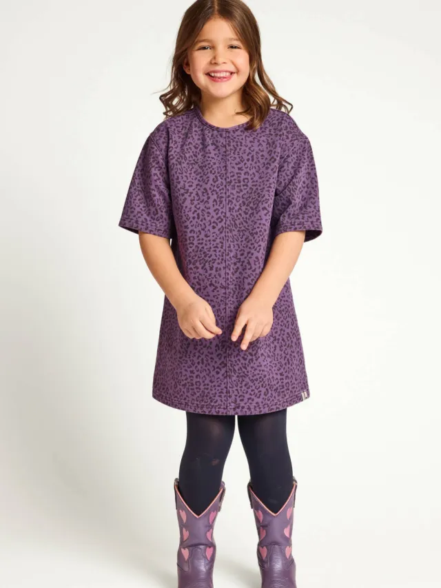 LOOXS little korte jurk met panterprint paars