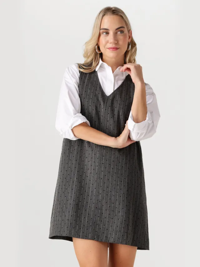 Neo Noir Dames Jurken Caila Mini Dot Dress - Grijs