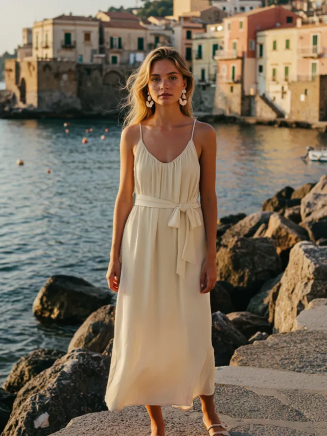 Trendyol TRENDYOLMİLLA Dames Beige Effen Maxi Mouwloos Strandkleding Getailleerd Jurken