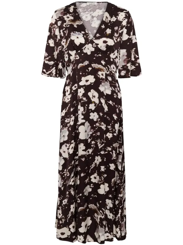 Dames mini-jurk Soaked in Luxury Clero brown flower print