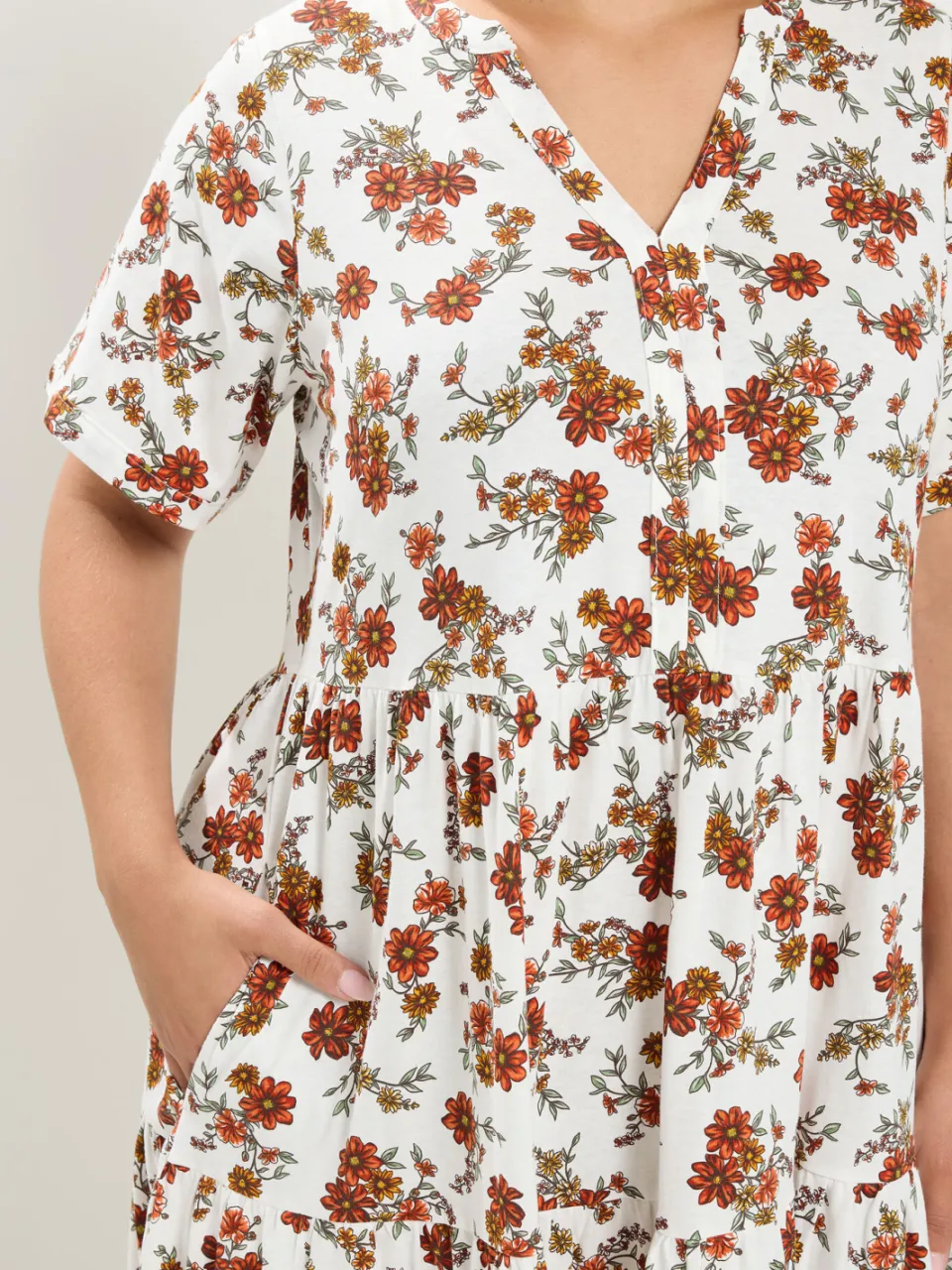 Yours Ivoorwitte Jurk Met Bloemenprint En Gelaagde Rok-56, foto 4