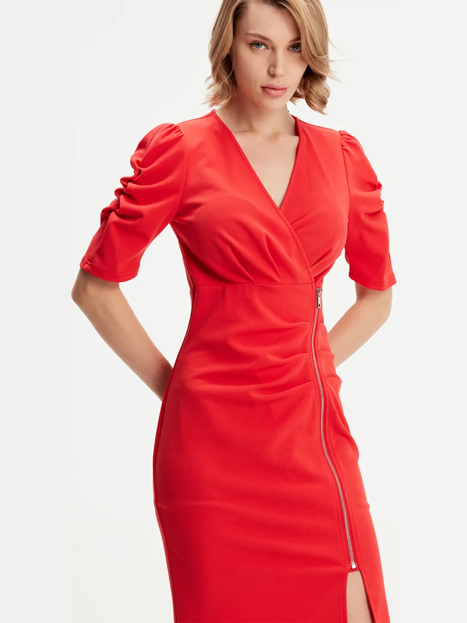 Smart & Joy Jersey -jurk met zipzijde rood, foto 2