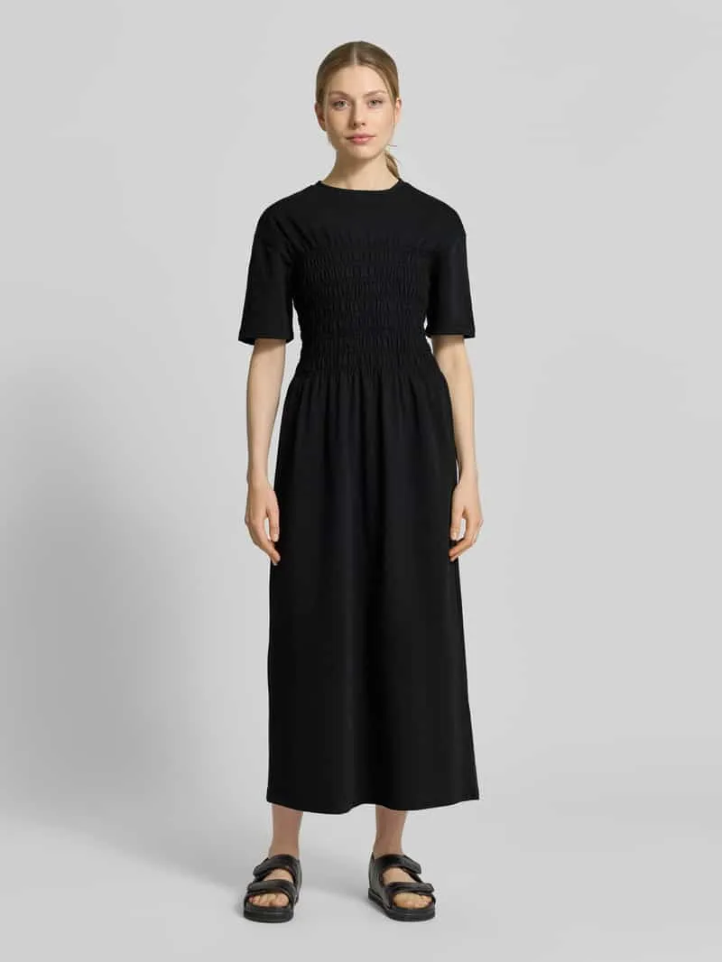 Jake*s Casual midi-jurk met smokelementen Zwart