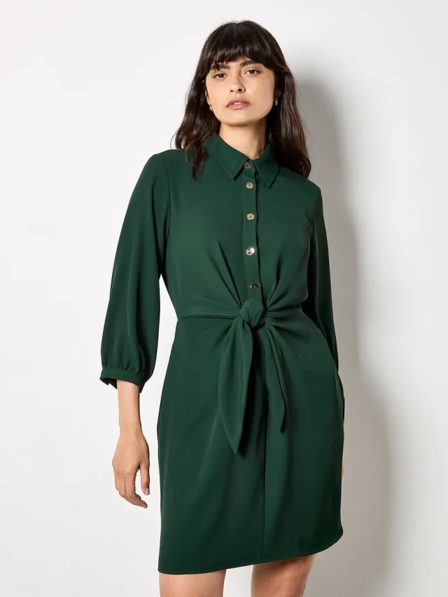 Apricot Mini-jurk met strik aan de voorkant Groen