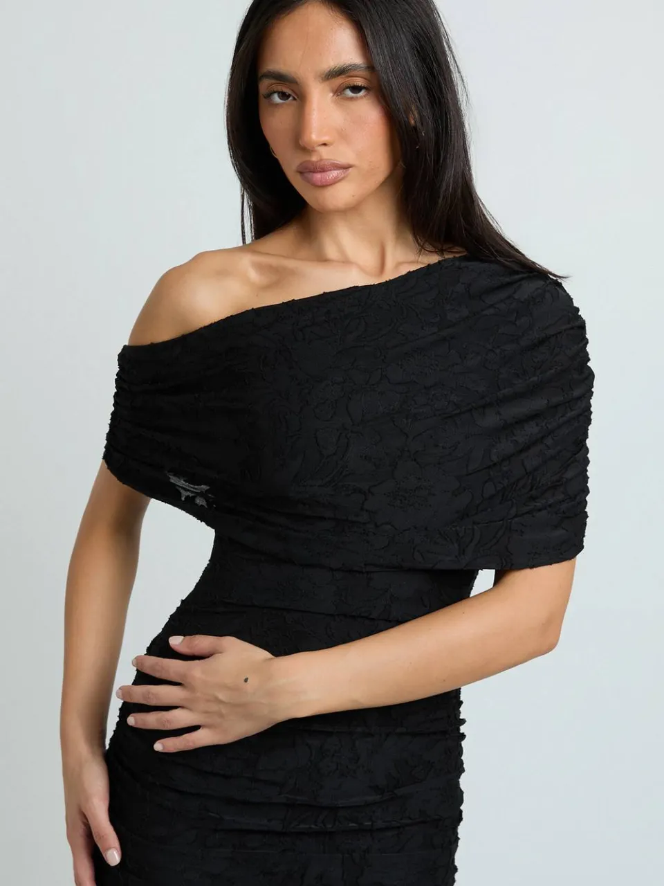 boohoo Dames Maxi-jurk Met Burnout En Gedrapeerd Detail zwart, foto 4