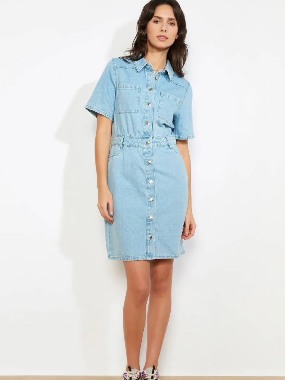 LOLALIZA denim blousejurk light blue denim, foto 4