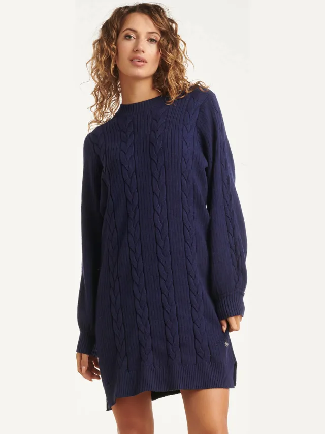 Smashed Lemon gebreide jurk navy