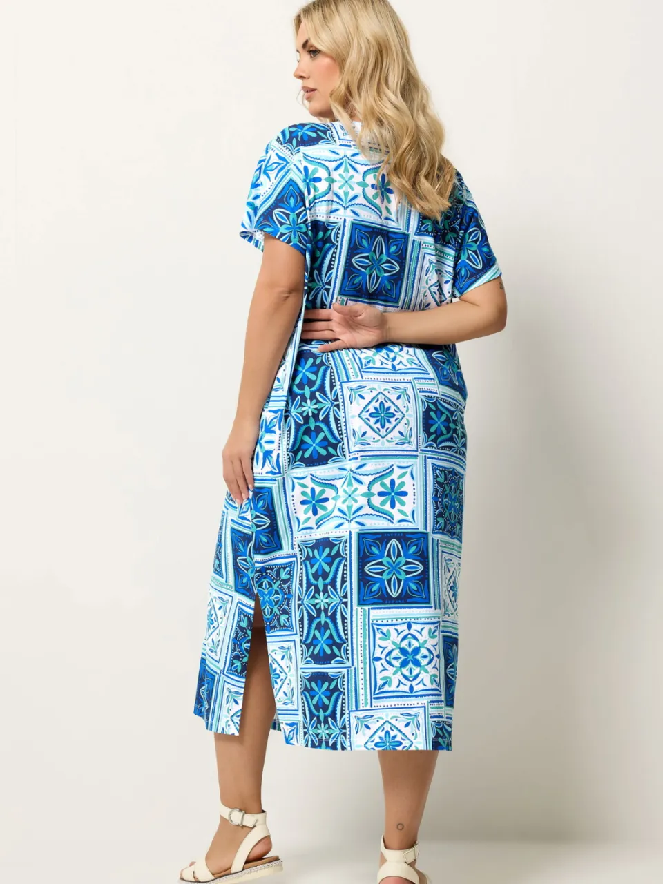 Yours Blauwe Midijurk Met Tegelprint-56, foto 3