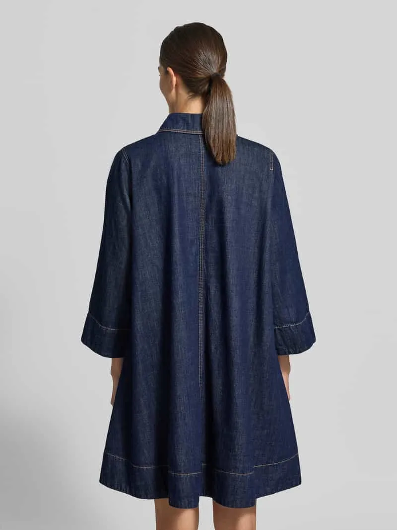 Christian Berg Woman Knelange denimjurk met overhemdkraag, foto 3