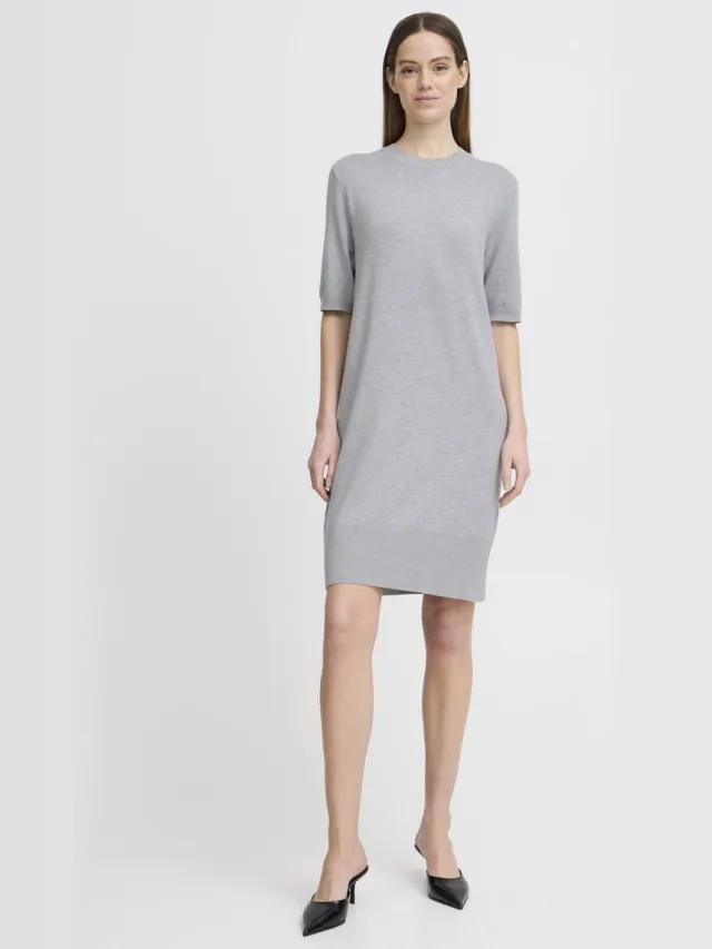 b.Young BYMMORLA SS DRESS - Dames - Mini jurken Light Grey Melange