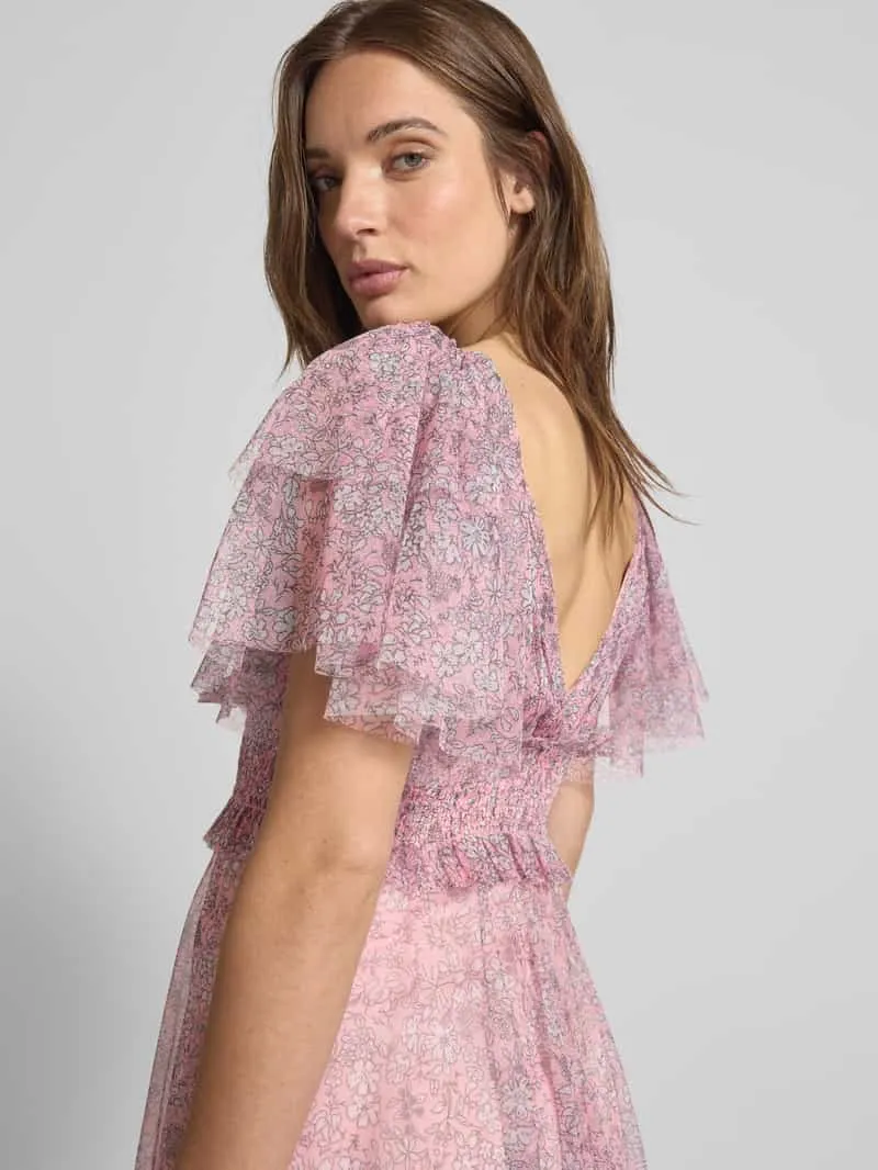 Lace & Beads Knielange cocktailjurk met V-hals rosé, foto 3
