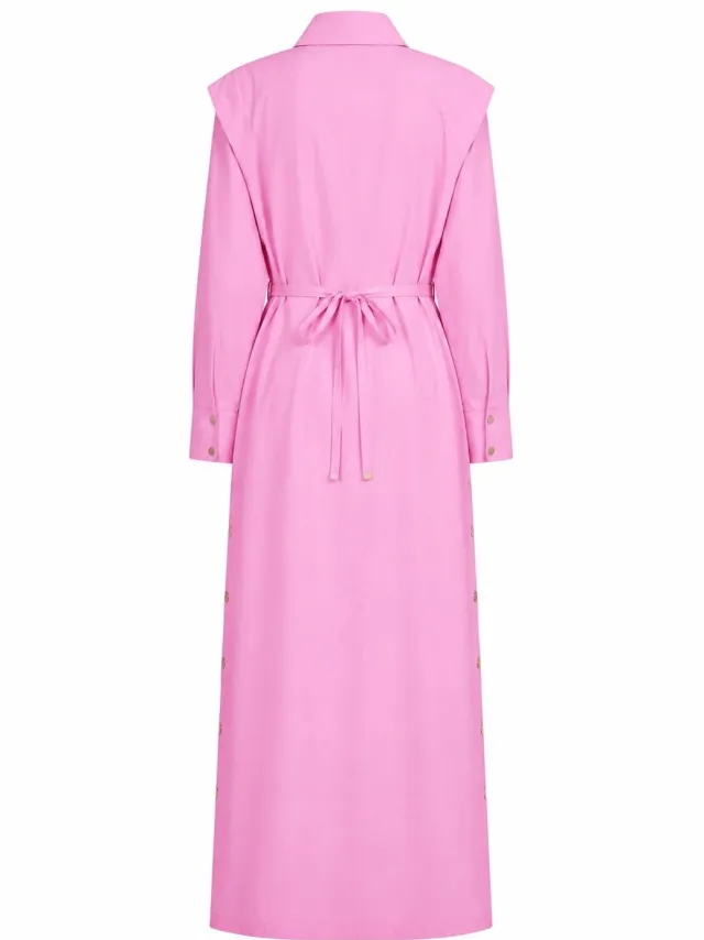 TOUCHÉ PRIVÉ Poplin maxi-jurk met gouden knopen - Roze - Dames