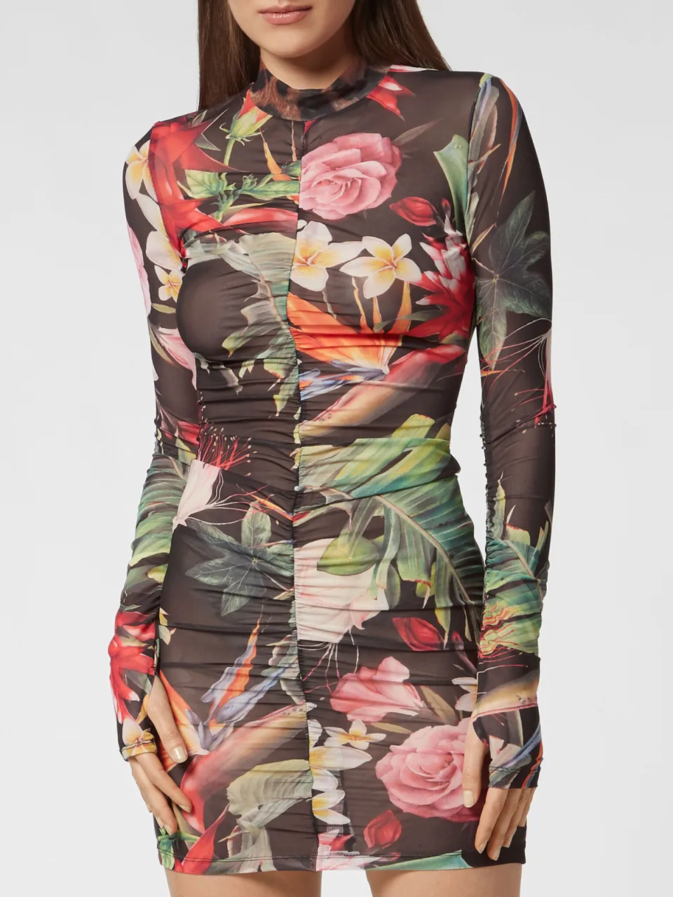 Philipp Plein Korte Jurk Flowers Zwart/Veelkleurig