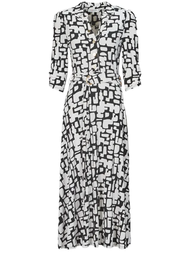 Morgan maxijurk zwart wit Multicolour