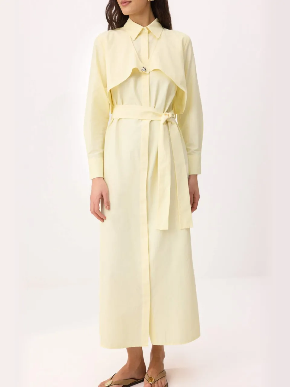 Trendyol Modest Dames Geel Effen Maxi Lang Skater Modest Jurken, foto 2