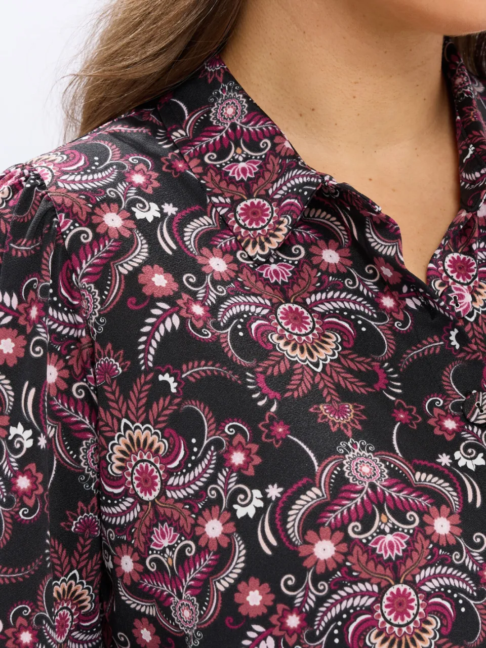 Yours Zwarte Paisley Gelaagde Shirtjurk, foto 4