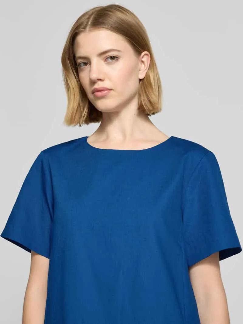 Max Mara Mini linnen jurk van mix van katoen en linnen model 'ALOA' koningsblauw, foto 4
