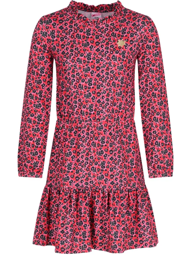 B.Nosy Y609-5842 Jurk meisjes rood-152 Flower Style Ao