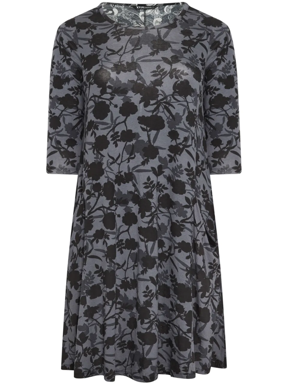 Yours Blauwe Swingjurk Met Bloemenprint En Zakken, foto 2