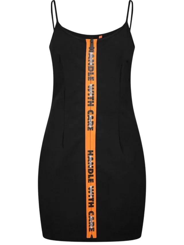Heron Preston Dames Scoop Neck Spaghetti Strap Slip Dress (Zwart), foto 2