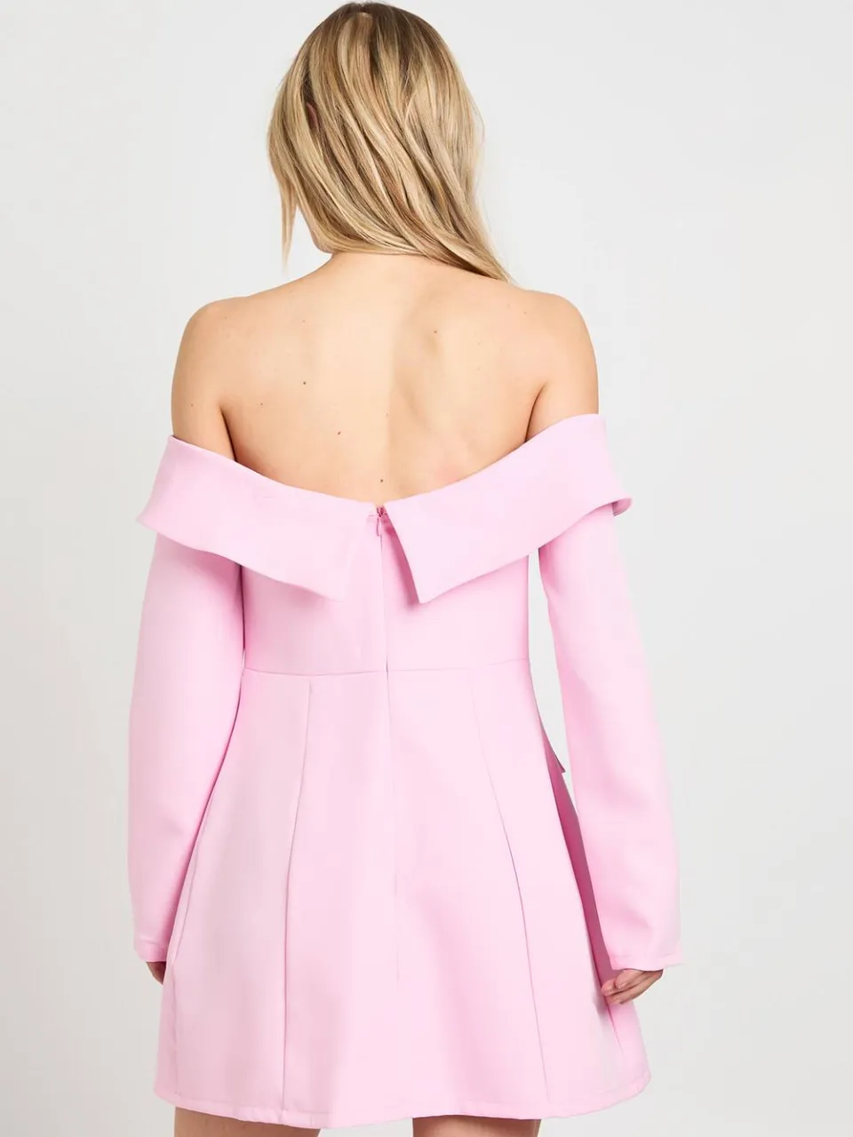 boohoo Dames Petite Bardot Gestructureerde Mini Jurk baby roze, foto 3