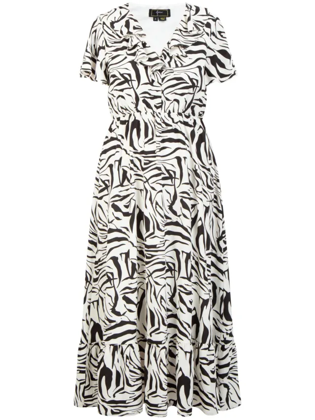 Faina Jurk - zebraprint Dames wit zwart, foto 2