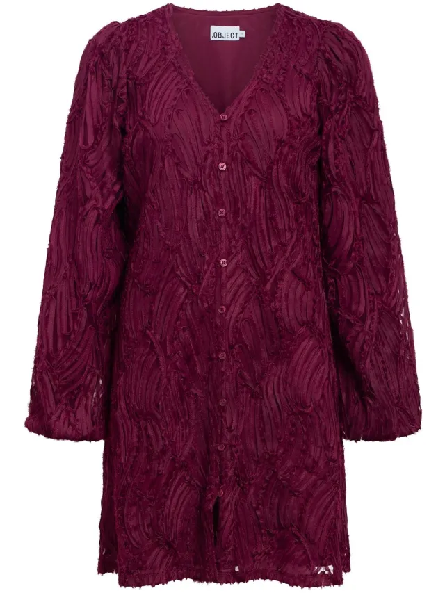 OBJECT COLLECTORS ITEM Object Objlucie Luka L/s Re Dress 147 Div Dames - Jurk - Bordeaux