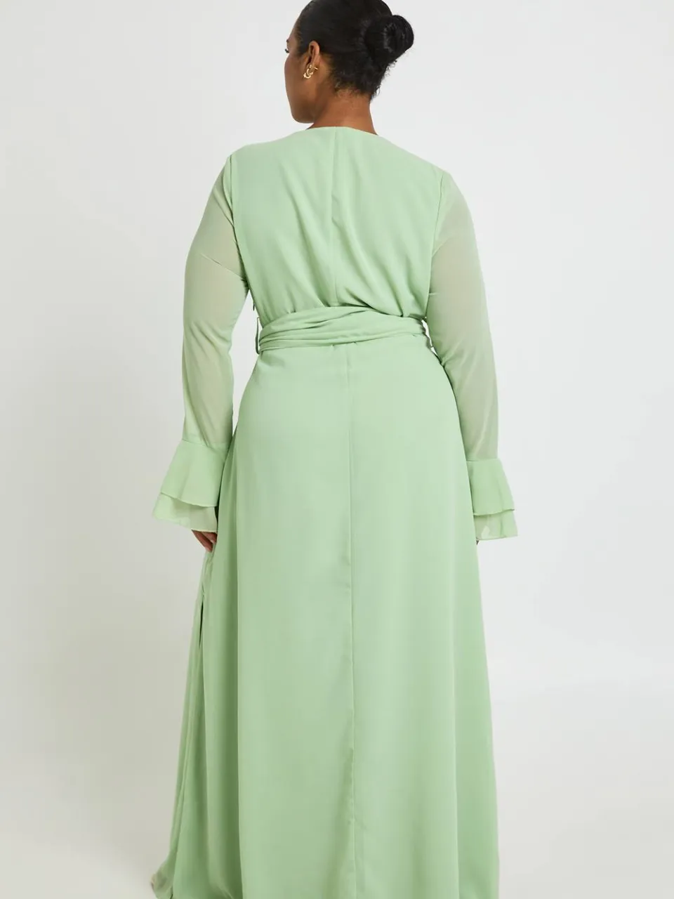boohoo Dames Maxi Jurk Met Knoopdetail En Ruches Aan De Mouwen verstandig, foto 3