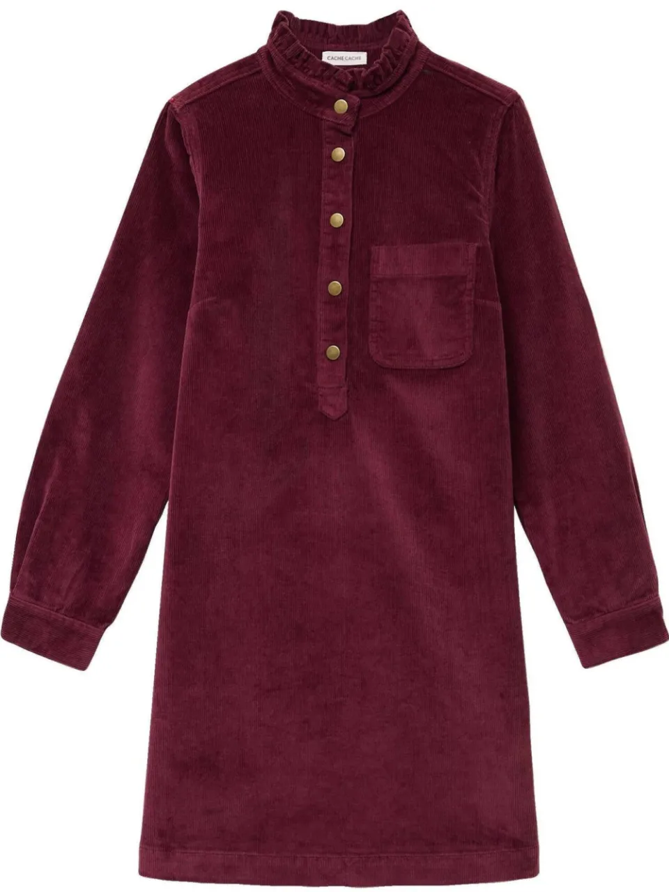 Cache Cache corduroy mini jurk met ruches - donkerrood, foto 2