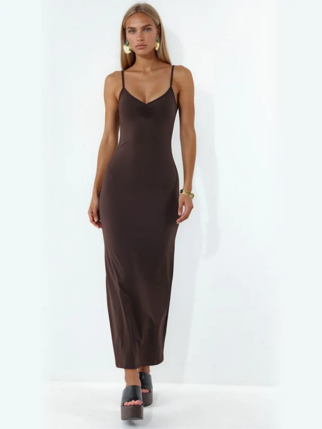 Busem Mouwloze midi-slipdress Zwart