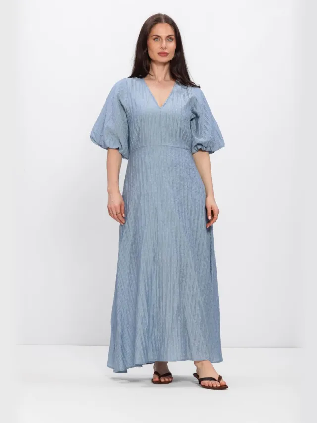 SELECTED WOMEN Dames Jurken Slfmaddie Ss Closed Back Midi Dress - Lichtblauw